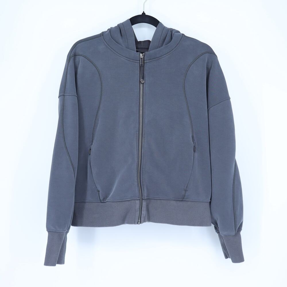 Lululemon Softstreme Pocketed Hoodie Graphite Grey Full Zip Sweatshirt Women's 8